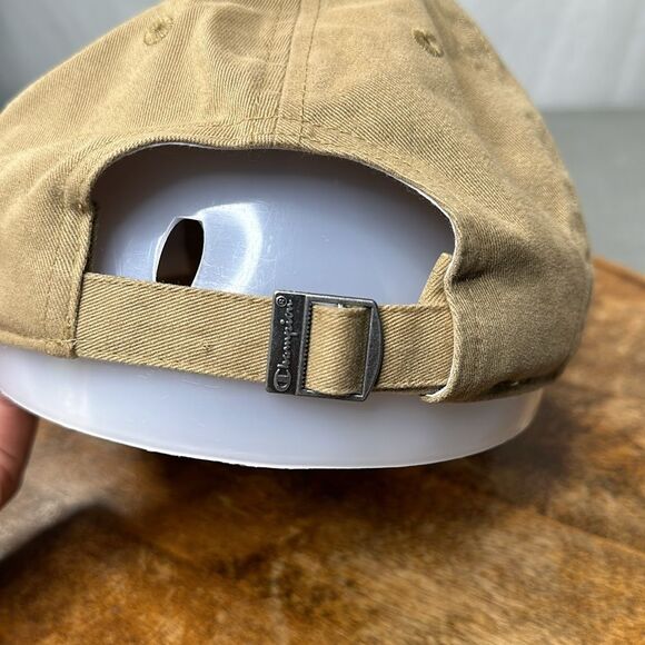 Champion Hat Tan Embroidered Baseball Cap Strapback Adjustable Spellout Neutral - Picture 7 of 11